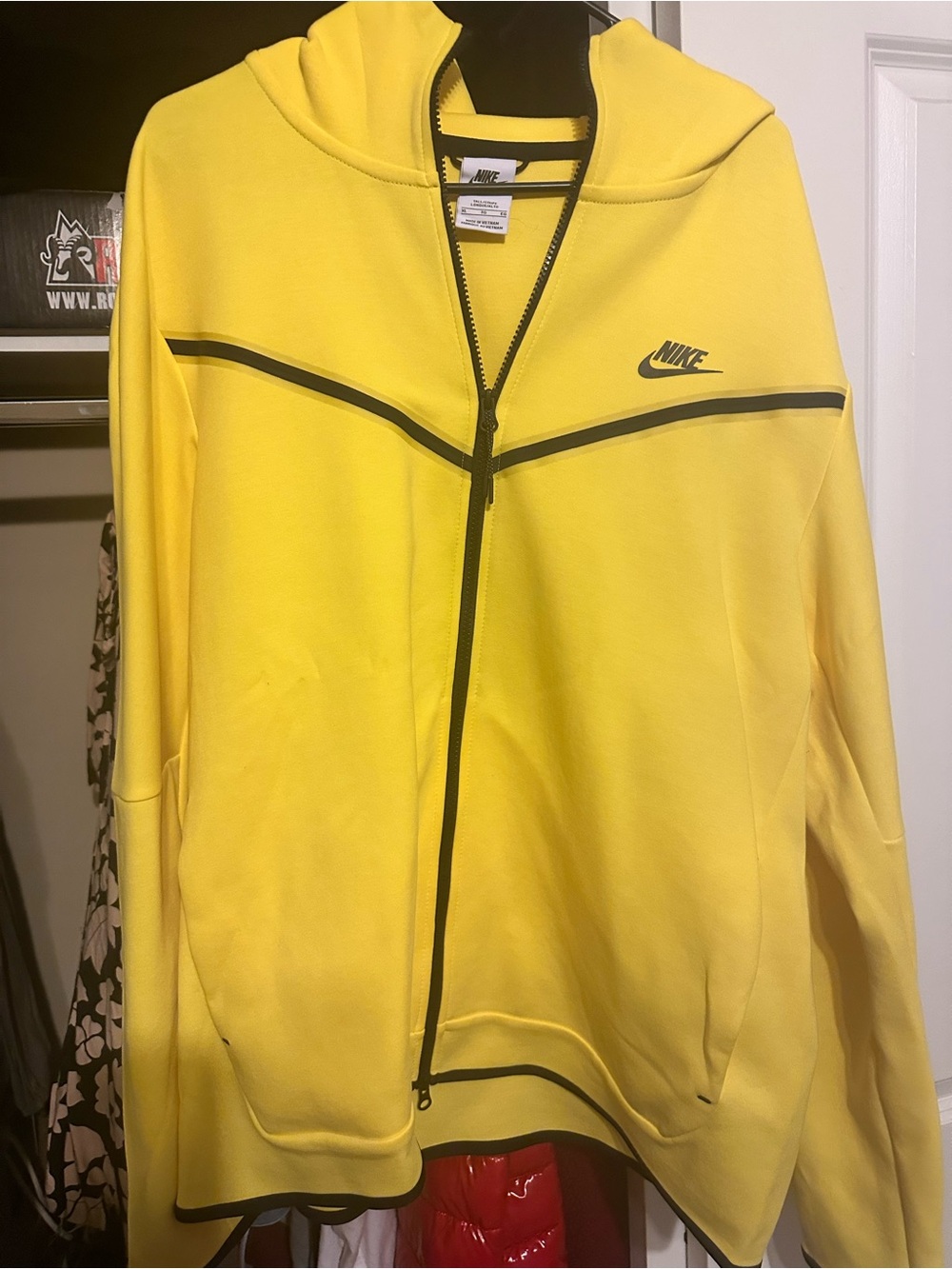 Nike Bright Yellow Full-Zip Hoodie with Black Accents